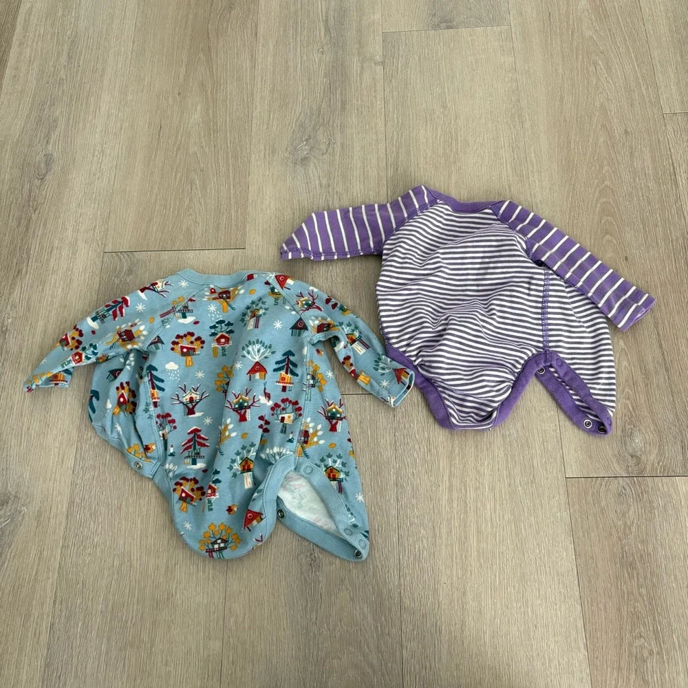 Hanna Andersson Baby Kids One Pieces Purple Blue 100% Organic Cotton 2 Piece
